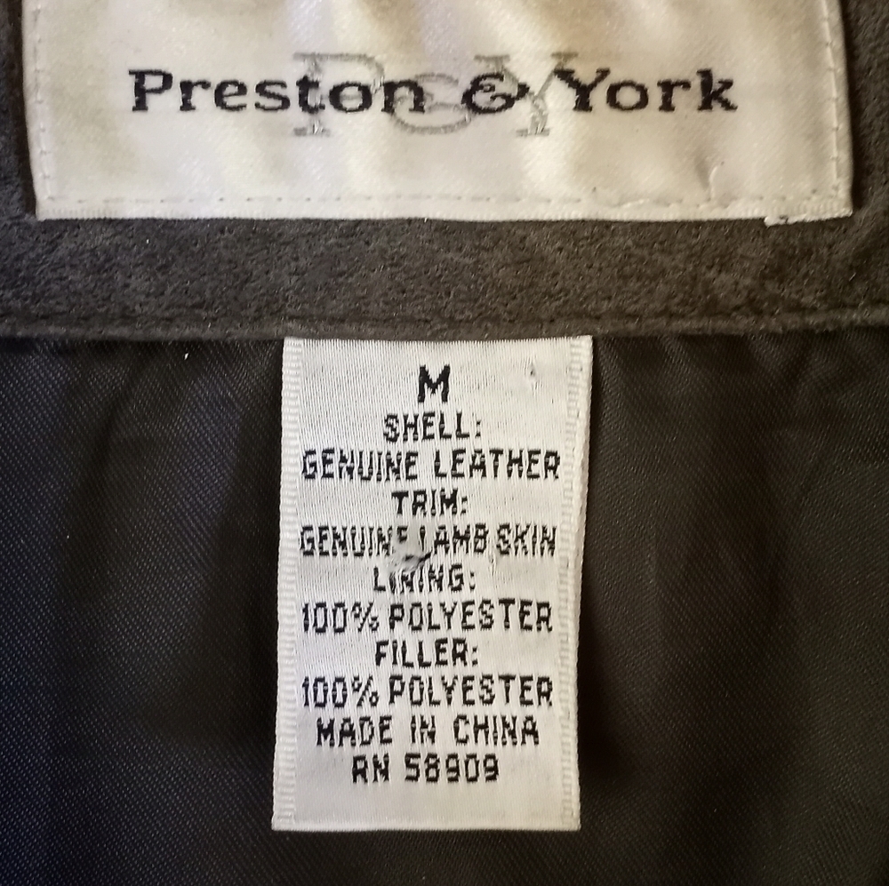 Vintage Preston And York Quilted Suede And Leather Trim Olive Green Chore Jacket - Picture 3 of 12